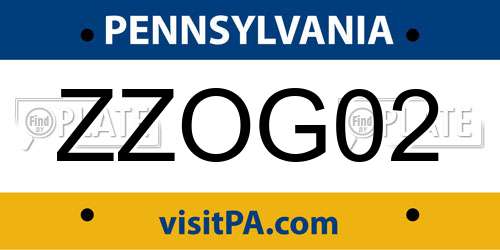 ZZOG02 Pennsylvania License Plate