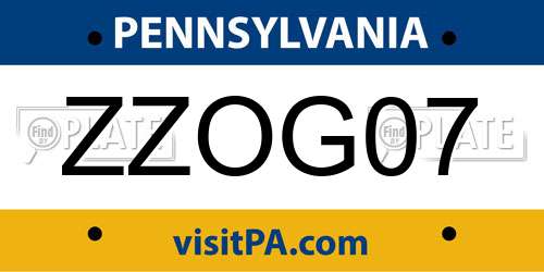 ZZOG07 Pennsylvania License Plate