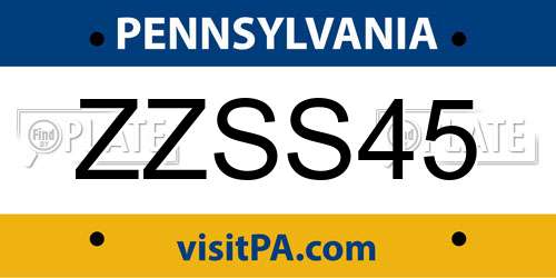 ZZSS45 Pennsylvania License Plate