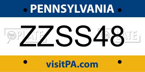 ZZSS48 Pennsylvania License Plate