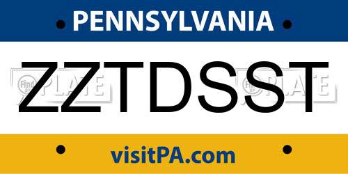 ZZTDSST Pennsylvania License Plate