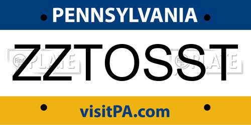 ZZTOSST Pennsylvania License Plate