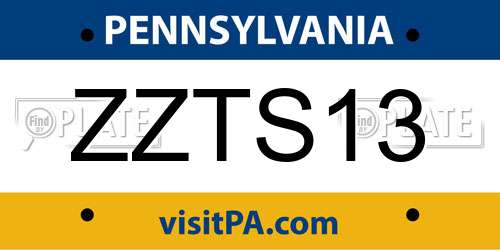 ZZTS13 Pennsylvania License Plate