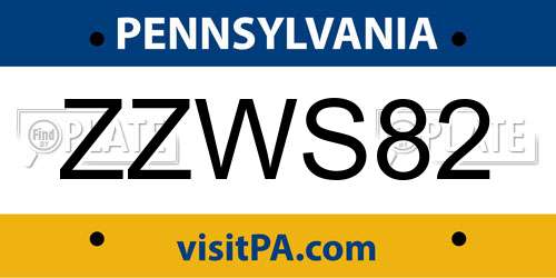 ZZWS82 Pennsylvania License Plate