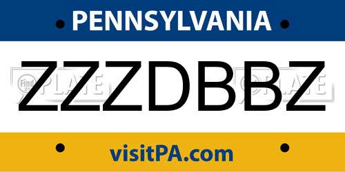 ZZZDBBZ Pennsylvania License Plate