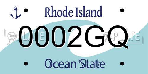 0002GQ Rhode Island License Plate