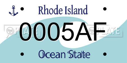 0005AF Rhode Island License Plate