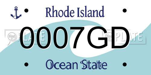 0007GD Rhode Island License Plate