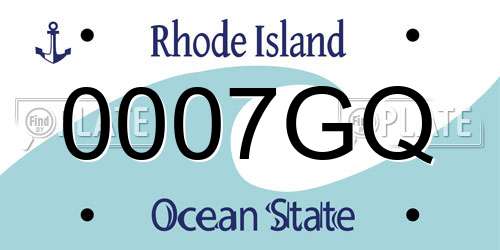 0007GQ Rhode Island License Plate