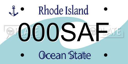 000SAF Rhode Island License Plate
