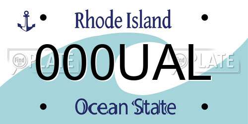 000UAL Rhode Island License Plate