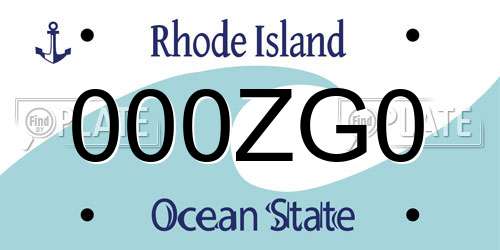 000ZG0 Rhode Island License Plate