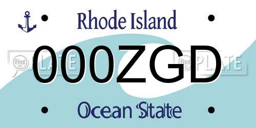 000ZGD Rhode Island License Plate