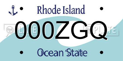 000ZGQ Rhode Island License Plate