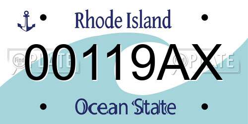 00119AX Rhode Island License Plate