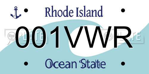 001VWR Rhode Island License Plate