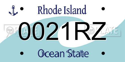 0021RZ Rhode Island License Plate