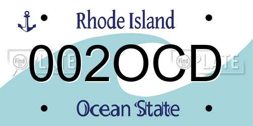 002OCD Rhode Island License Plate
