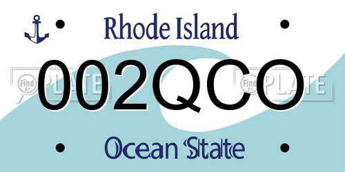 002QCO Rhode Island License Plate