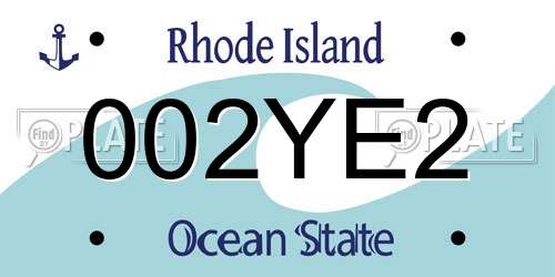 002YE2 Rhode Island License Plate