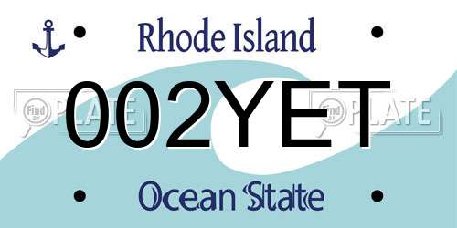 002YET Rhode Island License Plate