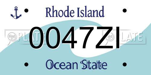 0047ZI Rhode Island License Plate