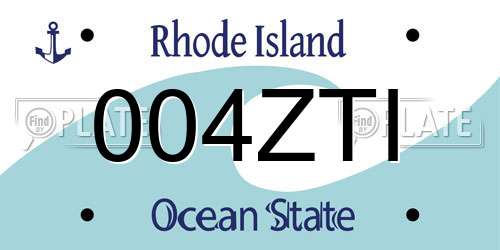 004ZTI Rhode Island License Plate