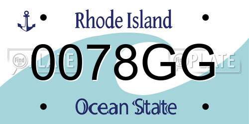 0078GG Rhode Island License Plate