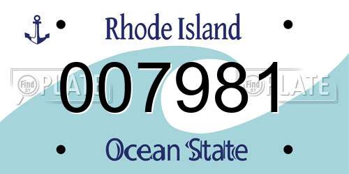 007981 Rhode Island License Plate