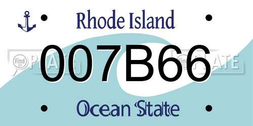 007B66 Rhode Island License Plate