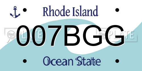 007BGG Rhode Island License Plate