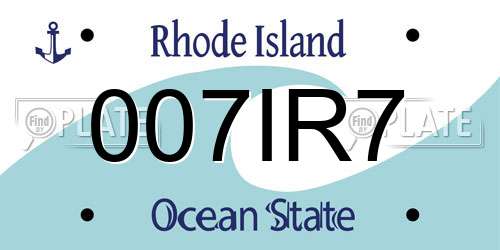 007IR7 Rhode Island License Plate