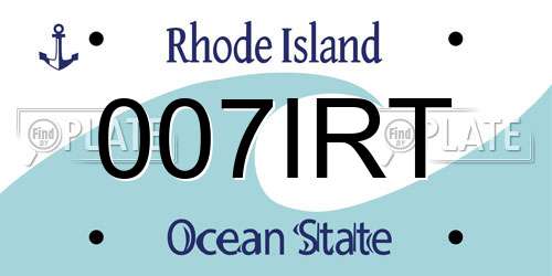 007IRT Rhode Island License Plate