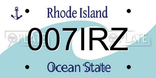 007IRZ Rhode Island License Plate