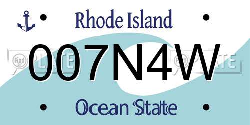 007N4W Rhode Island License Plate