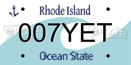 007YET Rhode Island License Plate