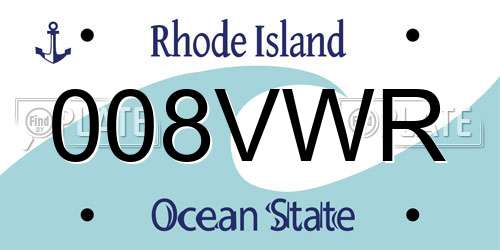 008VWR Rhode Island License Plate