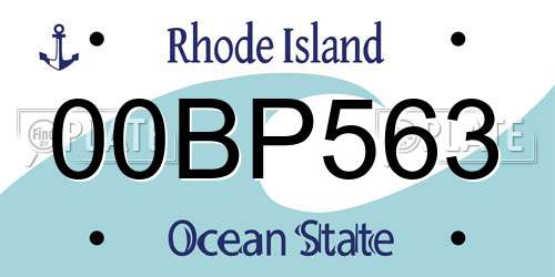 00BP563 Rhode Island License Plate