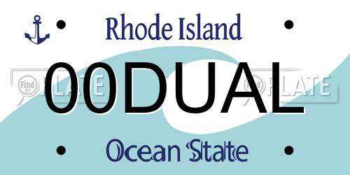 00DUAL Rhode Island License Plate