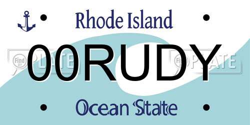 00RUDY Rhode Island License Plate