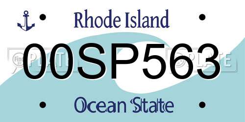 00SP563 Rhode Island License Plate