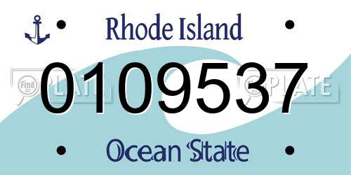 0109537 Rhode Island License Plate