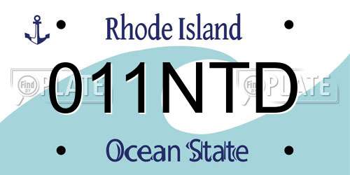 011NTD Rhode Island License Plate