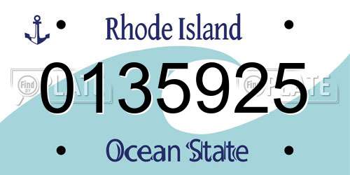 0135925 Rhode Island License Plate