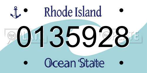 0135928 Rhode Island License Plate