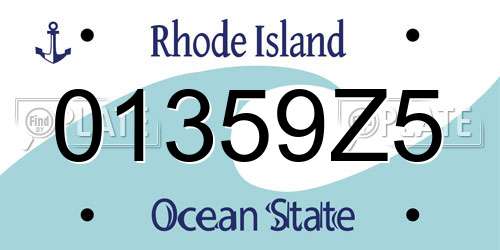 01359Z5 Rhode Island License Plate