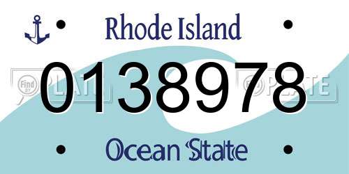 0138978 Rhode Island License Plate