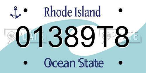 01389T8 Rhode Island License Plate