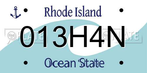 013H4N Rhode Island License Plate