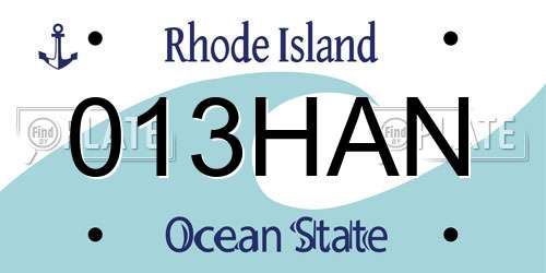 013HAN Rhode Island License Plate